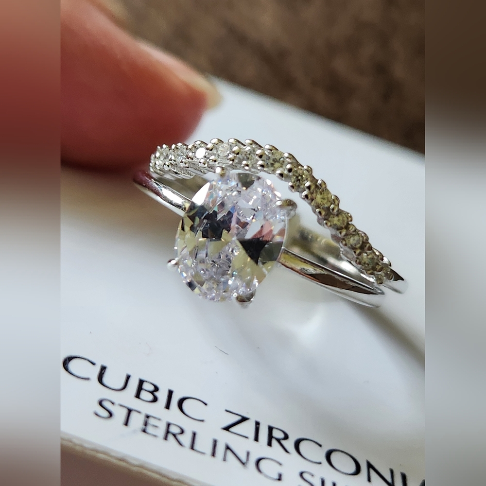 Giani Bernini Sterling Silver Cubic Zirconia Ring Set Size 9 NWOT